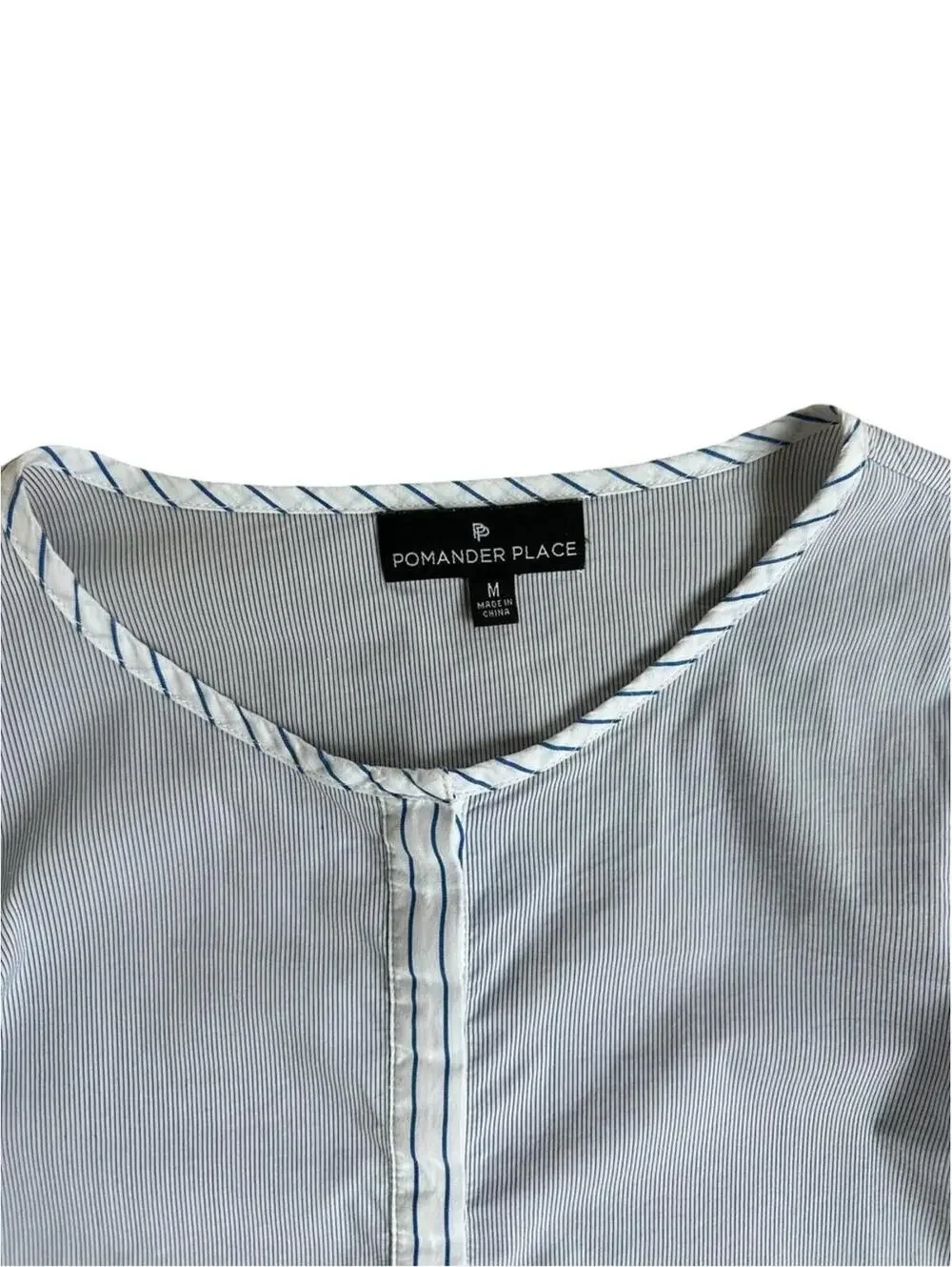 Tuckernuck Pomander Place Blue and White Pinstripe Button Up Shirt - Picture 2 of 5